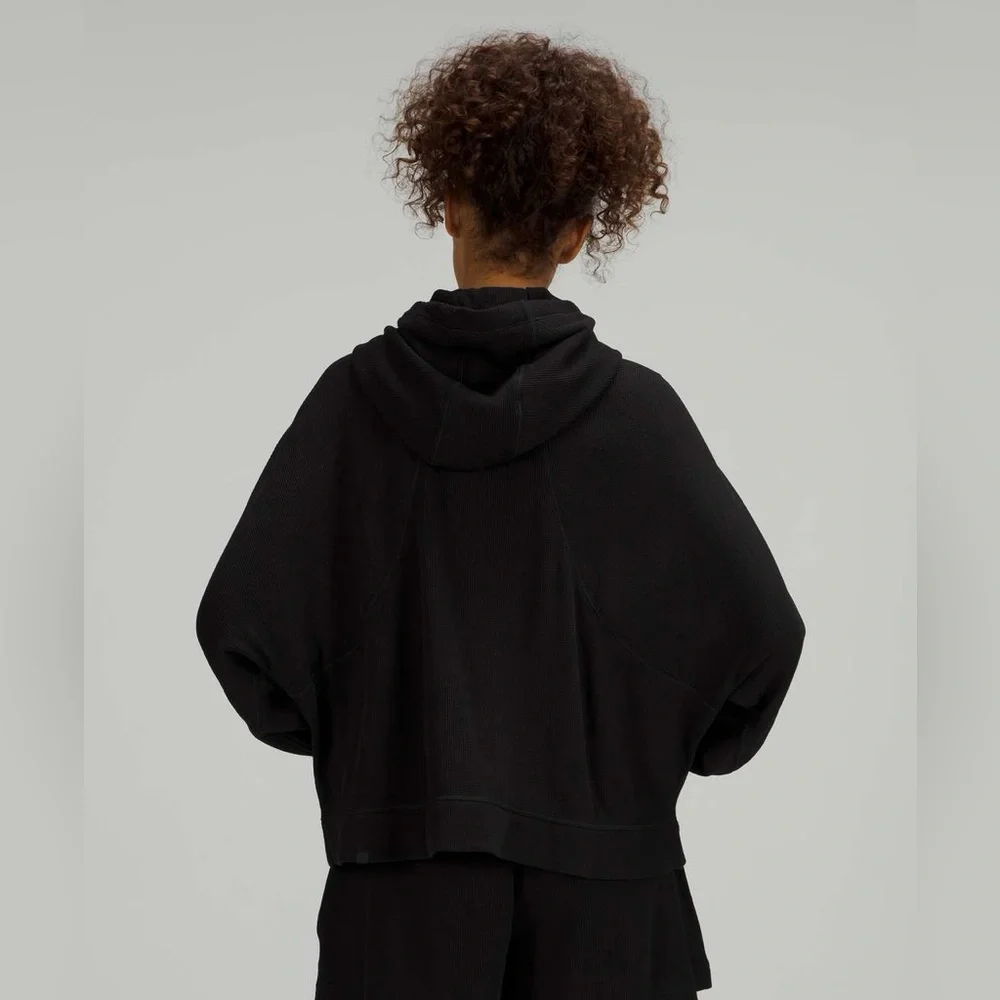 61. Lululemon black waffle athletic hoodie - Picture 3 of 11
